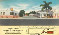 California San Diego Postcard Engel's Motel 1940s roadside Colorpicture 21-14405 picture