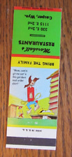 HILLBILLY MATCHBOOK COVER: MARSHALL'S RESTAURANTS CASPER, WYOMING MATCHCOVER D12 picture