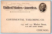 1890's CONTINENTAL TAILORING CO CHICAGO*UNUSED*POSTAL CARD*JEFFERSON SM WREATH picture