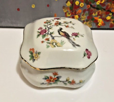 VTG Limoges France 4” Bird of Paradise Floral Powder Dresser Jewelry Box w Lid picture