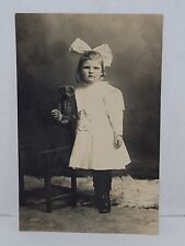 Vintage Real Photo Postcard Little Girl With Teddy Bear Identified picture