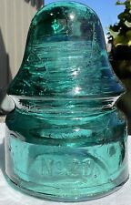 Lovely Antique Embossed Cd 133 “No 20” Dark Aqua No Name Glass Insulator picture