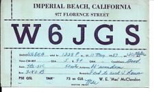 QSL 1957 Imperial Beach CA     radio card picture