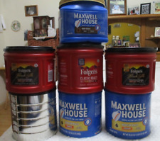7 EMPTY Coffee Containers w/ PLASTIC Lids, 2 METAL BOTTOM , 1 all metal picture