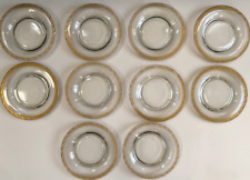 (Set of 10) Vintage Clear Glass Dishes w/Gold Rose Floral Encrusted Trim Plates, picture