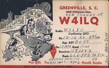 1946 Greenville,SC W4ILQ QSL/Ham South Carolina Chrome Postcard 1c stamp Vintage picture