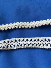 2 TATTED Pieces Narrow Ecru Scalloped Tatting Handmade Lace Edging Vintage Trim picture
