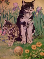 Vintage Kittens Cats Black Print 1939 Children's Book Illustration Victor Becker picture