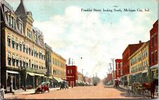 Postcard Franklin Street, Looking South in Michigan City, Indiana~3139 picture