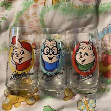 Vintage 1985 Alvin And The Chipmunks Drinking Glasses Cups Set of 3 16oz  picture