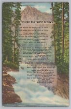Linen~Colorado Rockies Mountain~Out Where the West Begins Poem~Vintage Postcard picture