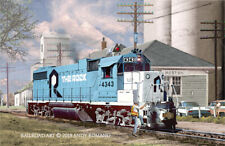 ROCK ISLAND BLUE GP38-2, LTD EDITION ORIG PRINT, ART BY ANDY ROMANO R19-432 picture