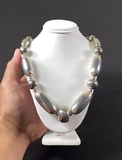 Native American Navajo Sterling Silver .925 Chunky Round & Oval Bead Necklace picture
