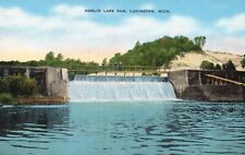 Postcard MI Ludington Michigan Hamlin Lake Dam Linen Vintage PC f7428 picture