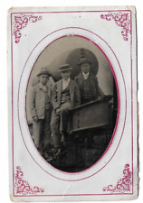 Tintype Photograph Quarter Plate Three Boys Posing with Civil War Rodman Cannon picture