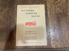 Saunders Lobster House Restaurant Menu Rye Harbor New Hampshire NH 1950's 1960's picture