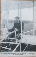 French Aviation 1910 Postcard, Wilbur Wright in Flyer Airplane Biplane, Pilot picture