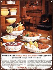 Pyrex Ware Town and Country Nesting Bowls Wall Home Decor Metal Sign 9x12