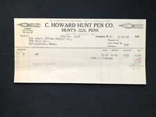 1920 USED BILLHEAD C. HOWARD HUNT PEN CO SPRINGFIELD MA ILLUS PEN POINTS picture