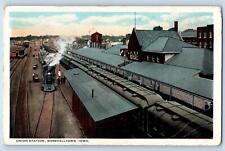 Marshalltown Iowa IA Postcard Aerial View Of Union Station c1910 Train Locomotor picture