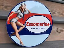 12in ESSO Marine GASOLINE MOTOR OIL SIGN Vintage Style Heavy Steel Metal Sign picture