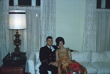 1966 Young Man Woman Sitting on Couch Formal Dress Christmas Vintage 35mm Slide picture