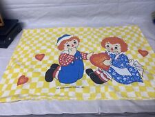 Vintage Bobbs Merrill Raggedy Ann & Andy Yellow Check Pillowcase picture
