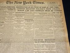 1916 DECEMBER 22 NEW YORK TIMES - WASHINGTON IN NO FEAR OF WAR - NT 8649 picture