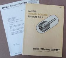 1962 Landis Machine Co Thread Rolling Button Dies Brochure + Letter picture