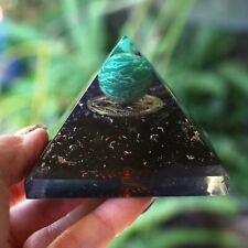 Entirely Zen Shungite & Malachite Sphere Orgone Pyramid XL 75mm 3 inch EMF & 5G picture