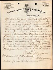 1898 Randsburg Ca - Yellow Astor Mining & Milling Co - Rare Letter Head Bill picture