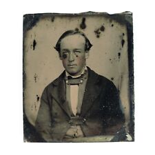 Spotted Young Man Tinted Ambrotype c1860 Antique 1/9 Plate Suit Coat Photo A3318 picture