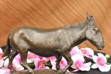 Bronze Marble Base Statue Donkey Burro Nativity Scene Farm Horse Sculpture Figur picture