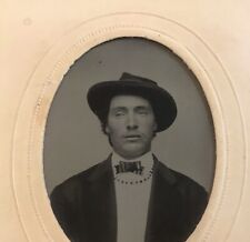 Antique Tintype Handsome Unique Looking Man Tinted Framed Civil War Era picture