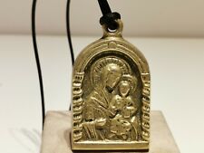 VINTAGE RARE NICE SOLID BRASS CHRISTIAN ORTHODOX PENDANT ICON 60mm picture