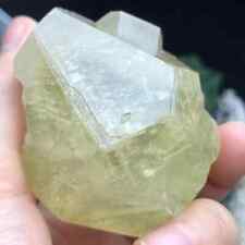 114g Translucent Gold Mercedes Calcite Crystal & Green Cube Fluorite Specimen picture