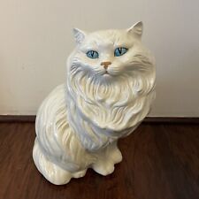 Vintage White Ceramic Persian Cat 14