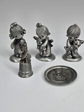 Vintage 1981 82 Jonathan & David Precious Moments Pewter Figurines Mini & Plate picture
