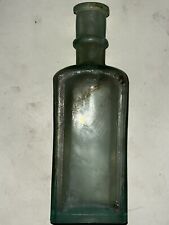 Antique Aqua Glass Bottle Dug Open Pontil Unique Pre 1900 picture