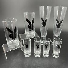 Playboy Bunny Hugh Hefner Bar Drinkware Clear Glasses Collectible - Bundle of 8 picture