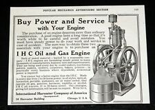 1913 OLD MAGAZINE PRINT AD, INTERNATIONAL HARVESTER OIL AQND GAS ENGINE, POWER picture