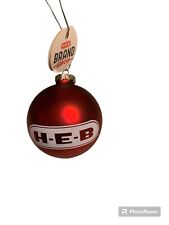 HEB Logo Ball Glass Christmas Ornament,NEW with tags. H.E.B Grocery Company picture