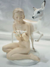Hutschenreuther Porcelain Figuine Nude Girl with Flowers and  Deer - DROPPED picture