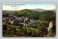 Bird's Eye View Montpelier VT Vermont Aerial View Postcard Posted 1919 picture