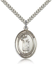Saint Stephen The Martyr Medal For Men - .925 Sterling Silver Necklace On 24... picture
