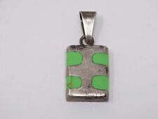 .925 and green turquoise vintage rectangular pendant. ingot?? picture