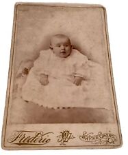 Antique 1800’s Cabinet Card Photo Cute Baby Long Lacy White Gown Waynesboro PA picture