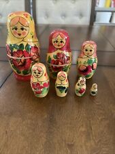 Vintage Handmade Hand Painted Authentic Russian Nesting Dolls 7 Pcs. 5.5 Tallest picture