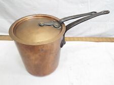 Tall Antique M & D NY Heavy Wrought Copper Cook Pot Sauce Pan Confectioner +Lid picture