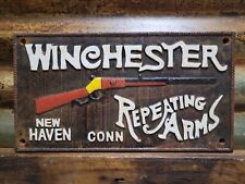 VINTAGE WINCHESTER SIGN OLD CAST IRON FIREARM GUN AMMO ADVERTISING AMMUNITION picture
